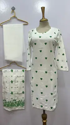 3Pcs Women's Stitched Cotton Embroidered Suit thumbnail 3