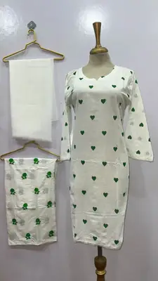 3Pcs Women's Stitched Cotton Embroidered Suit thumbnail 3