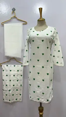 3Pcs Women's Stitched Cotton Printed Suit viral Heart Print thumbnail 3
