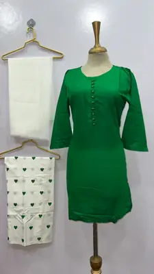 3Pcs Women's Stitched Cotton Printed Suit viral Heart Print thumbnail 3