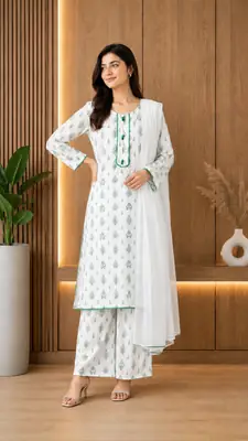 3Pcs Women's Stitched Linen Printed Suit