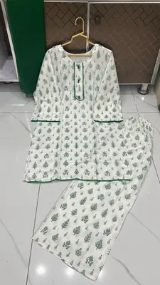 3Pcs Women's Stitched Linen Printed Suit thumbnail 3