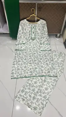 3Pcs Women's Stitched Linen Printed Suit thumbnail 3