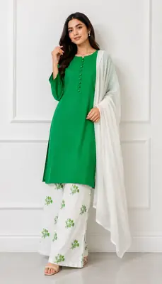 3 Pcs Women's Stitched Cotton Embroidered Suit