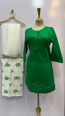 3 Pcs Women's Stitched Cotton Embroidered Suit thumbnail 3