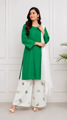 3 Pcs Women's Stitched Cotton Embroidered Suit