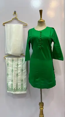 3 Pcs Women's Stitched Cotton Embroidered Suit thumbnail 3