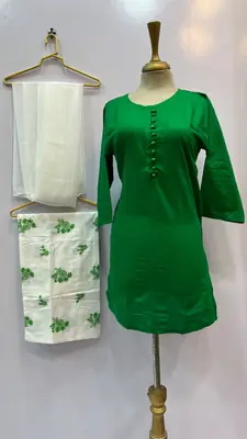 3 Pcs Women's Stitched Cotton Embroidered Suit thumbnail 3