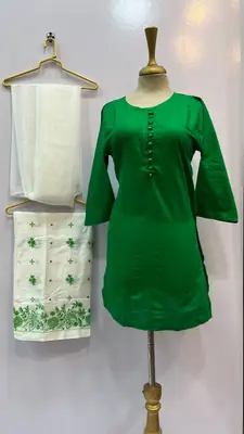 3 Pcs Women's Stitched Cotton Embroidered Suit thumbnail 3