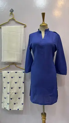 3 Pcs Women's Stitched Cotton Printed Suit viral Heart Printed thumbnail 3