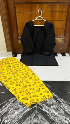 3 Pcs Women's Stitched Cotton Printed Suit with Farshi Shalwar and Dupatta thumbnail 3