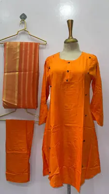 3 Pcs Women's Stitched Linen Plain Suit with Argenza Dupatta thumbnail 9