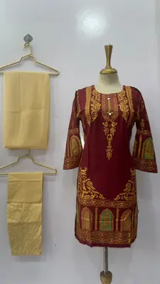 3 Pcs Women's Stitched Linen Printed Suit (3D Design) thumbnail 9