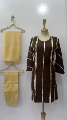 3 Pcs Women's Stitched Linen Gota Work Suit thumbnail 13
