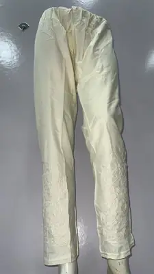 1 Pc Women's Stitched Linen Embroidered Capri thumbnail 4