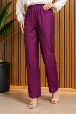 1 Pc Women's Stitched Linen Embroidered Trouser