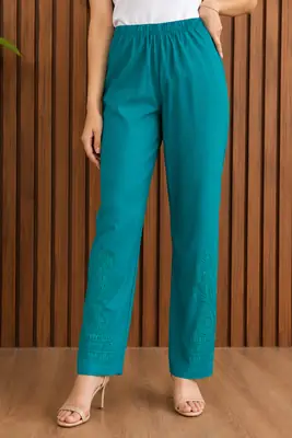 1 Pc Women's Stitched Linen Embroidered Trouser