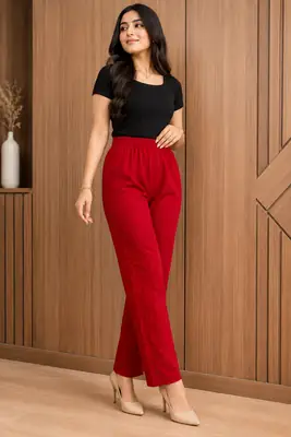 1 Pc Women's Stitched Cotton Plain Trouser thumbnail 2