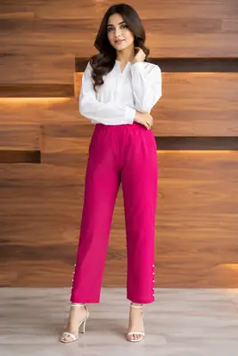 1 Pc Women's Stitched Cotton Plain Trouser