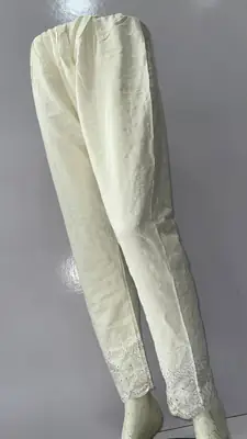 1 Pc Women's Stitched Linen Embroidered Trouser ChickanKari thumbnail 3