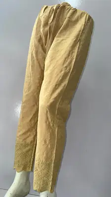 1 Pc Women's Stitched Linen Embroidered Trouser ChickanKari thumbnail 3