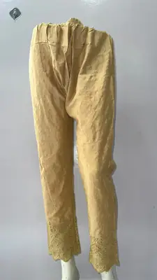 1 Pc Women's Stitched Linen Embroidered Trouser ChickanKari thumbnail 4