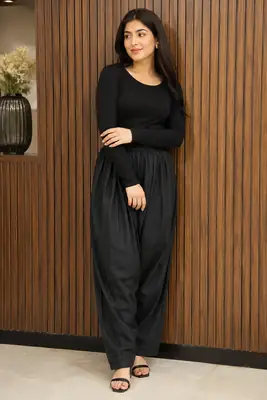 1 Pc Women's Stitched Linen Plain Patyala Shalwar