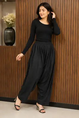 1 Pc Women's Stitched Linen Plain Patyala Shalwar thumbnail 2