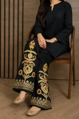 1Pc Women's Stitched Cotton Handmade Embroidered Trouser
