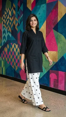 2Pcs Women's Stitched Cotton Lawn Block Printed Shirt And Flapper Viral Heart Printed thumbnail 4