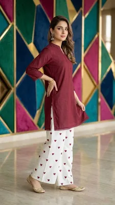 2Pcs Women's Stitched Cotton Lawn Block Printed Shirt And Flapper Viral Heart Printed thumbnail 3