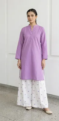 2Pcs Women's Stitched Cotton Lawn Block Printed Shirt And Flapper Viral Heart Printed thumbnail 3