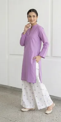 2Pcs Women's Stitched Cotton Lawn Block Printed Shirt And Flapper Viral Heart Printed thumbnail 4