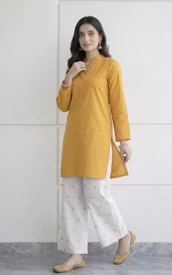 2Pcs Women's Stitched Cotton Lawn Block Printed Shirt And Flapper Viral Heart Printed thumbnail 3