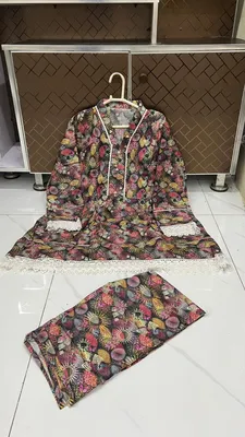 2Pcs Women's Stitched Lawn Digital Print Frock And Trouser with Milky Lace (Hajra sh) thumbnail 3