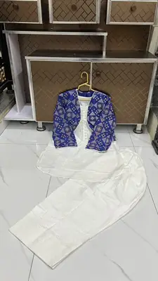 3 Pcs Women's Stitched Cotton Printed Shirt And Trouser with Chungi printed Koti thumbnail 3