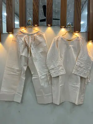 2 Pcs Women's Stitched Premium Cotton Plain Shirt And Farshi Shalwar thumbnail 4