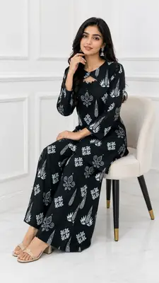 2 Pcs Women's Stitched Cotton Lawn Printed Co-Ord Set (Bangali) thumbnail 2