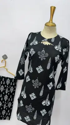 2 Pcs Women's Stitched Cotton Lawn Printed Co-Ord Set (Bangali) thumbnail 4