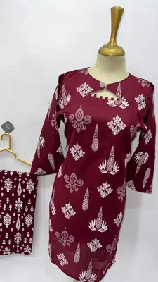 2 Pcs Women's Stitched Cotton Lawn Printed Co-Ord Set (Bangali) thumbnail 4