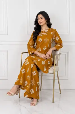 2 Pcs Women's Stitched Cotton Lawn Printed Co-Ord Set (Bangali) thumbnail 2