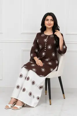 2 Pcs Women's Stitched Cotton Lawn Printed Co-Ord Set Sooraj Print thumbnail 2