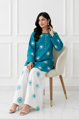 2 Pcs Women's Stitched Cotton Lawn Printed Co-Ord Set Sooraj Print thumbnail 2