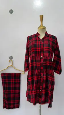 2 Pcs Women's Stitched Linen Printed Co-Ord Set thumbnail 21