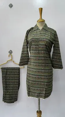 2 Pcs Women's Stitched Linen Printed Shirt And Trouser thumbnail 9