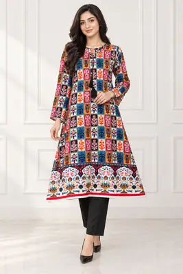 2 Pcs Women's Stitched Linen Printed Shirt And Trouser