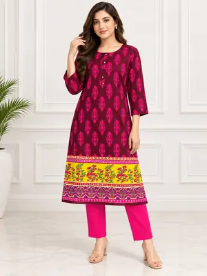 2 Pcs Women's Stitched Linen Printed Shirt And Trouser