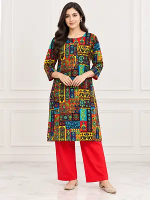 2 Pcs Women's Stitched Linen Printed Shirt And Trouser