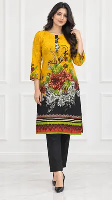 2 Pcs Women's Stitched Linen Printed Shirt And Trouser