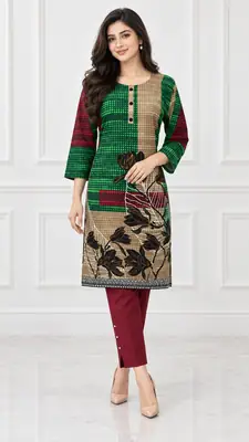 2 Pcs Women's Stitched Linen Printed Shirt And Trouser